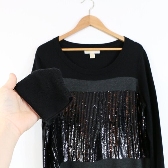 *Michael Kors Black & Grey Sequin Long Sleeve Mini Dress - Picture 4 of 6